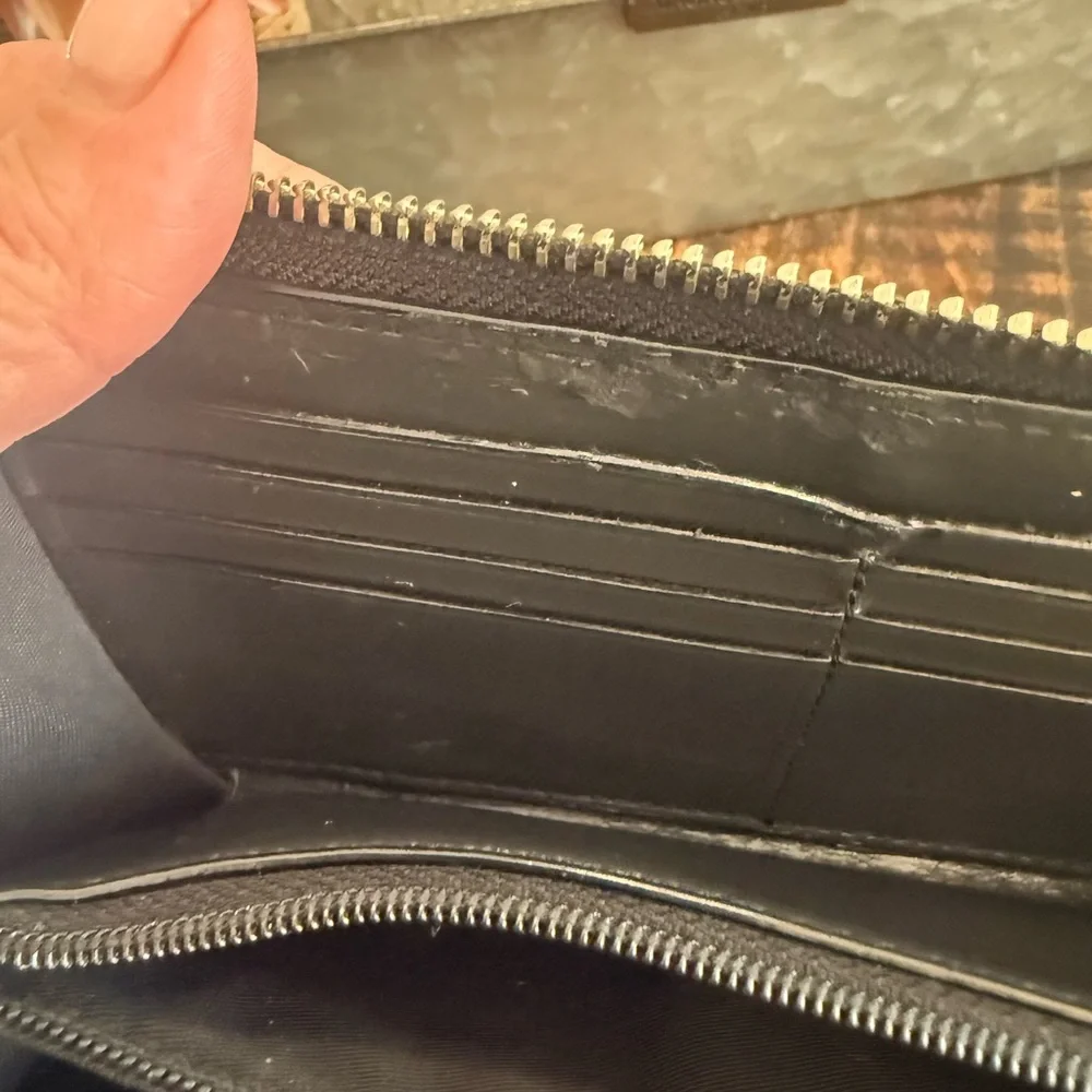 Coach Black Monogram zippy Wallet